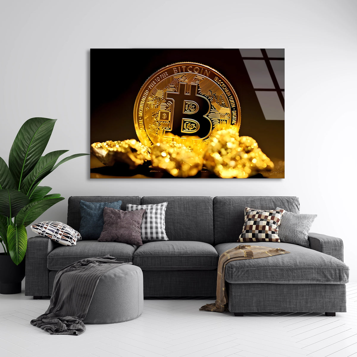 Bitcoin Ve Altın Cam Tablo