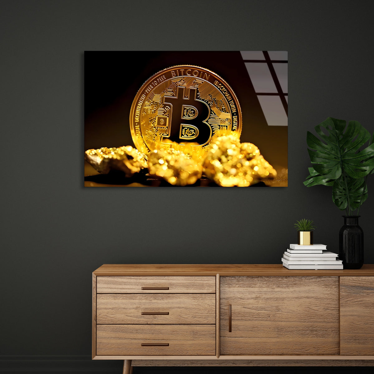 Bitcoin Ve Altın Cam Tablo