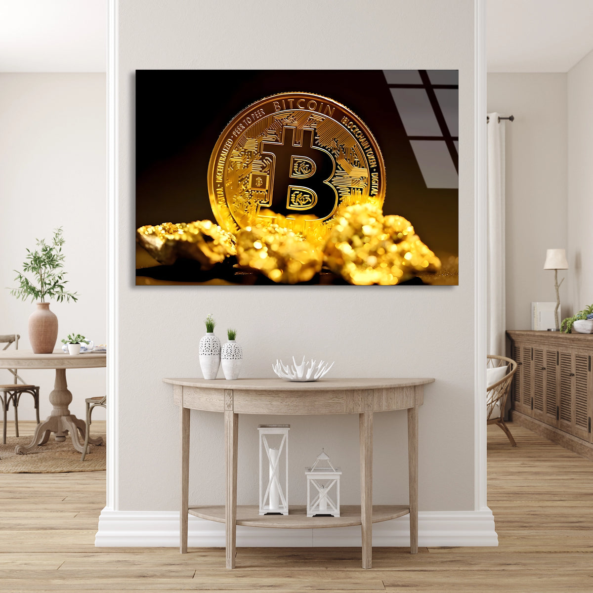 Bitcoin Ve Altın Cam Tablo