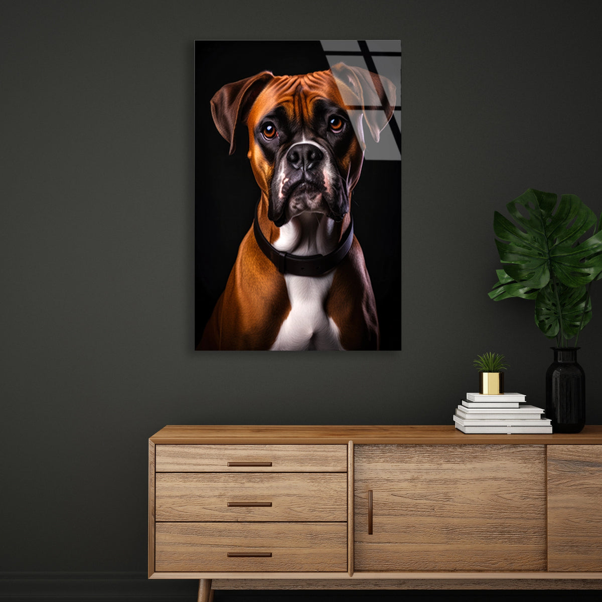 Boxer Köpek Cam Tablo – Hayvan Duvar Dekoru - DEG0923