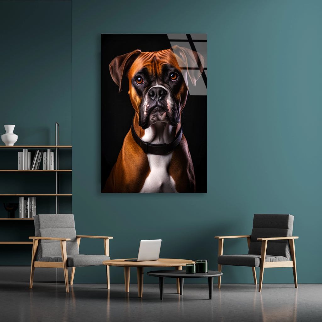 Boxer Köpek Cam Tablo – Hayvan Duvar Dekoru - DEG0923