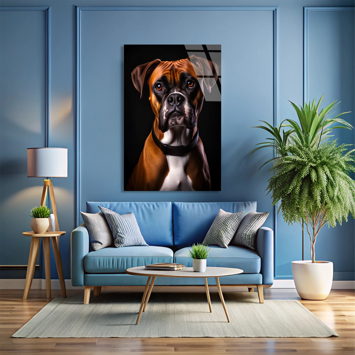 Boxer Köpek Cam Tablo – Hayvan Duvar Dekoru - DEG0923