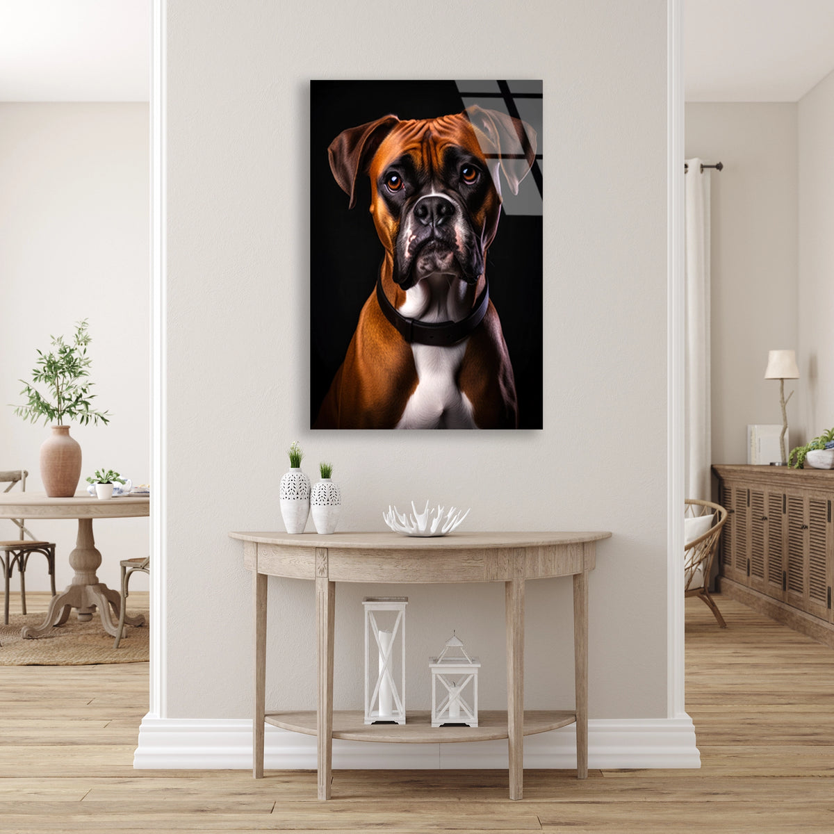 Boxer Köpek Cam Tablo – Hayvan Duvar Dekoru - DEG0923