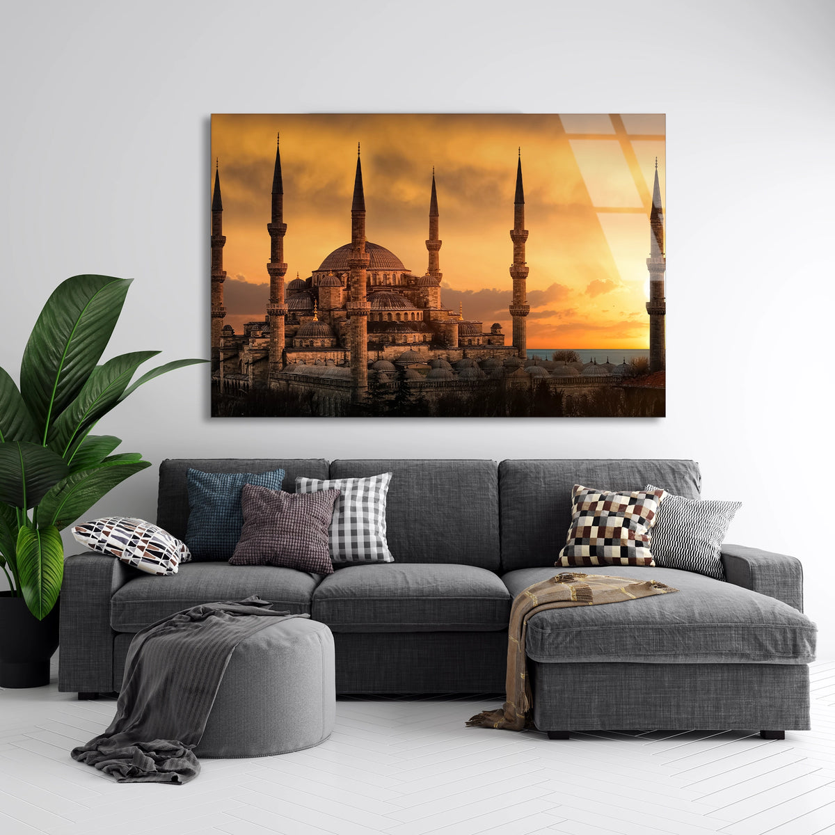 Cami Gün Batımı Cam Tablo