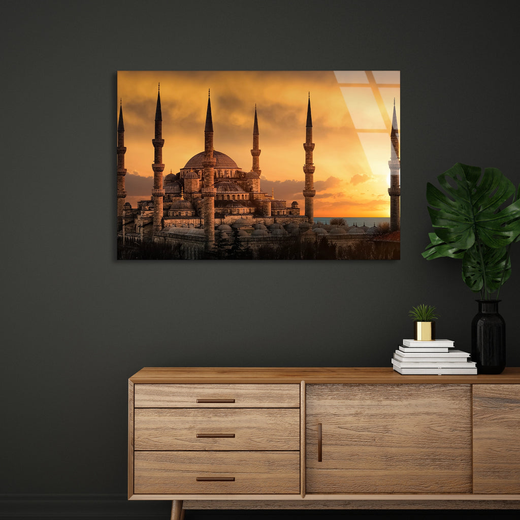Cami Gün Batımı Cam Tablo
