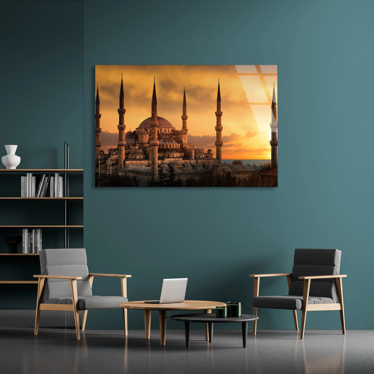 Cami Gün Batımı Cam Tablo