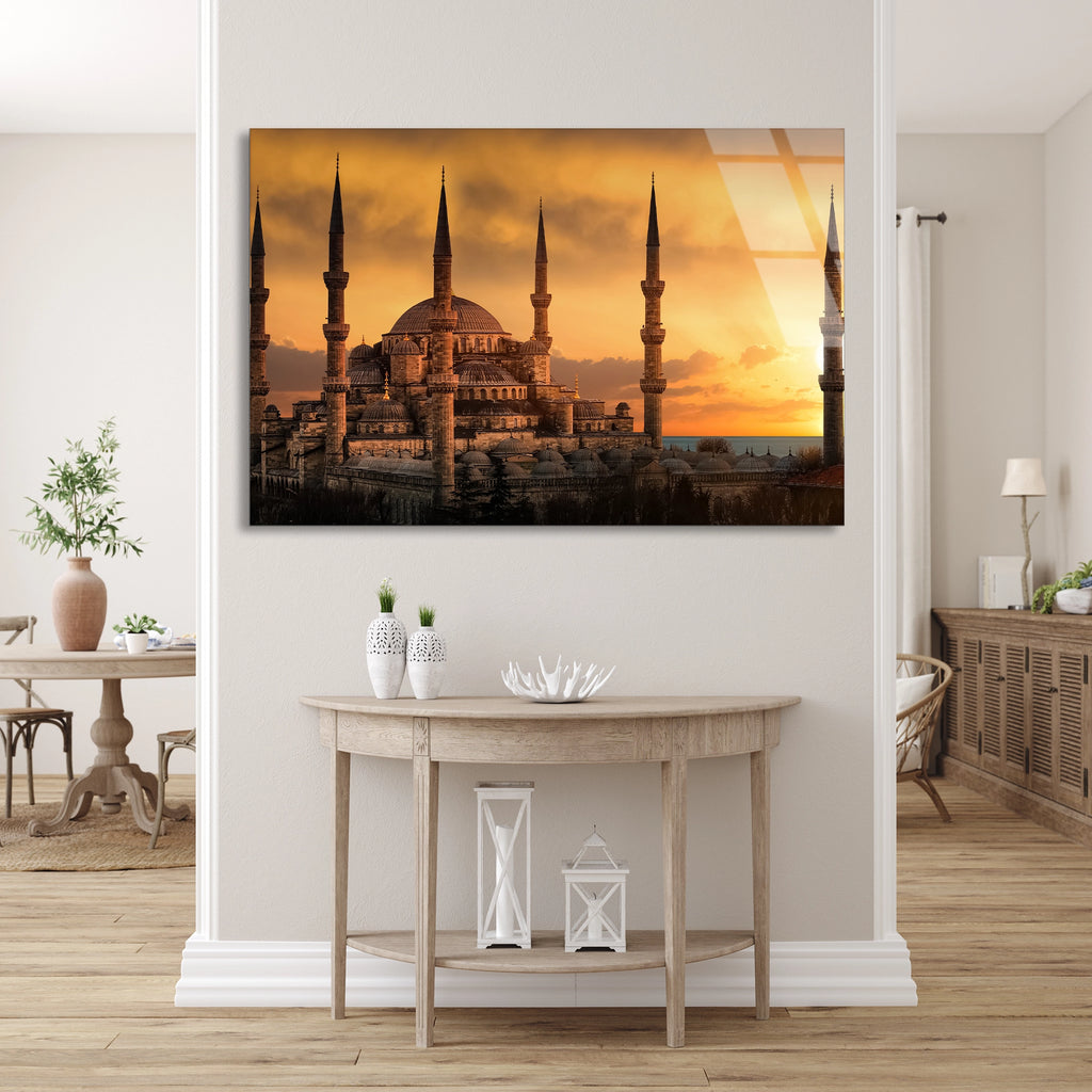Cami Gün Batımı Cam Tablo