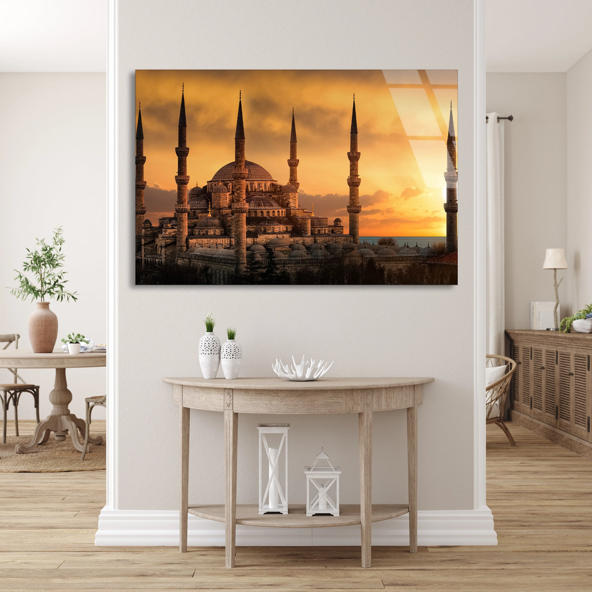 Cami Gün Batımı Cam Tablo