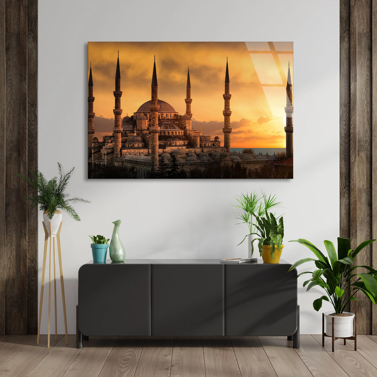 Cami Gün Batımı Cam Tablo
