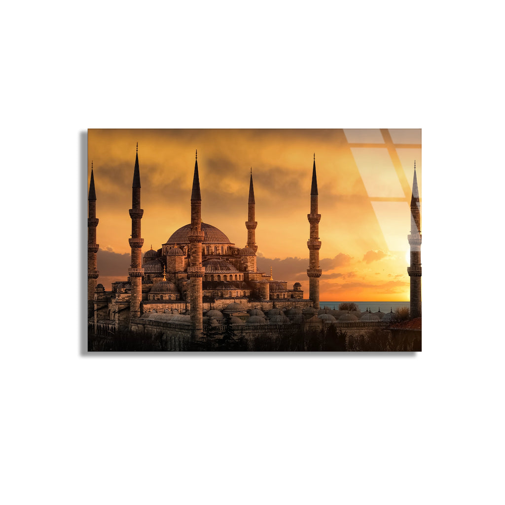 Cami Gün Batımı Cam Tablo