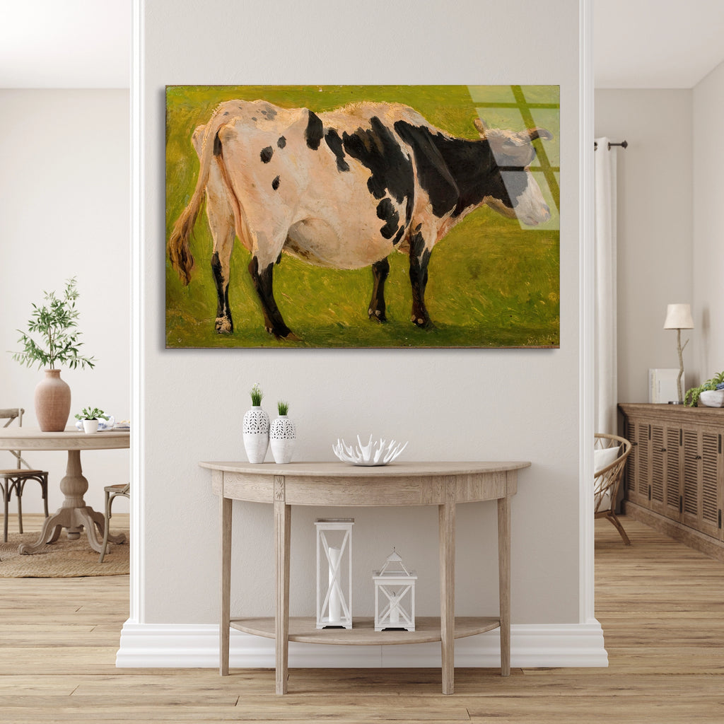 Çayırda İnek Cam Tablo