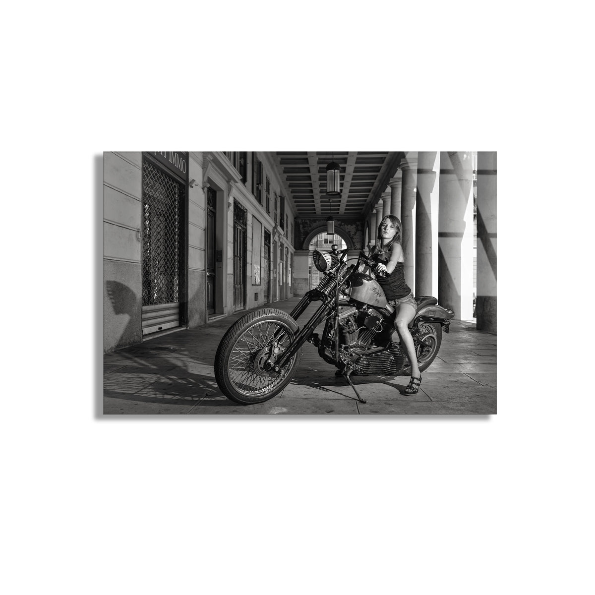 Chopper Motosiklet Kadın Cam Tablo