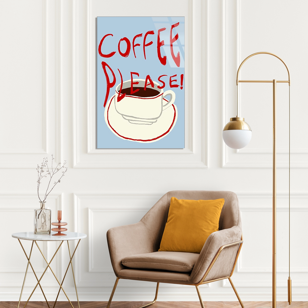 Coffee Please Yazi Cam Tablo