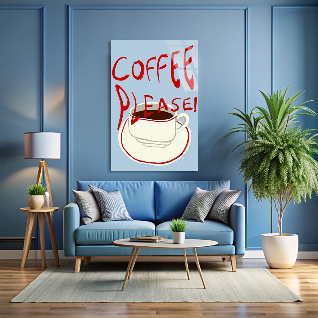 Coffee Please Yazi Cam Tablo
