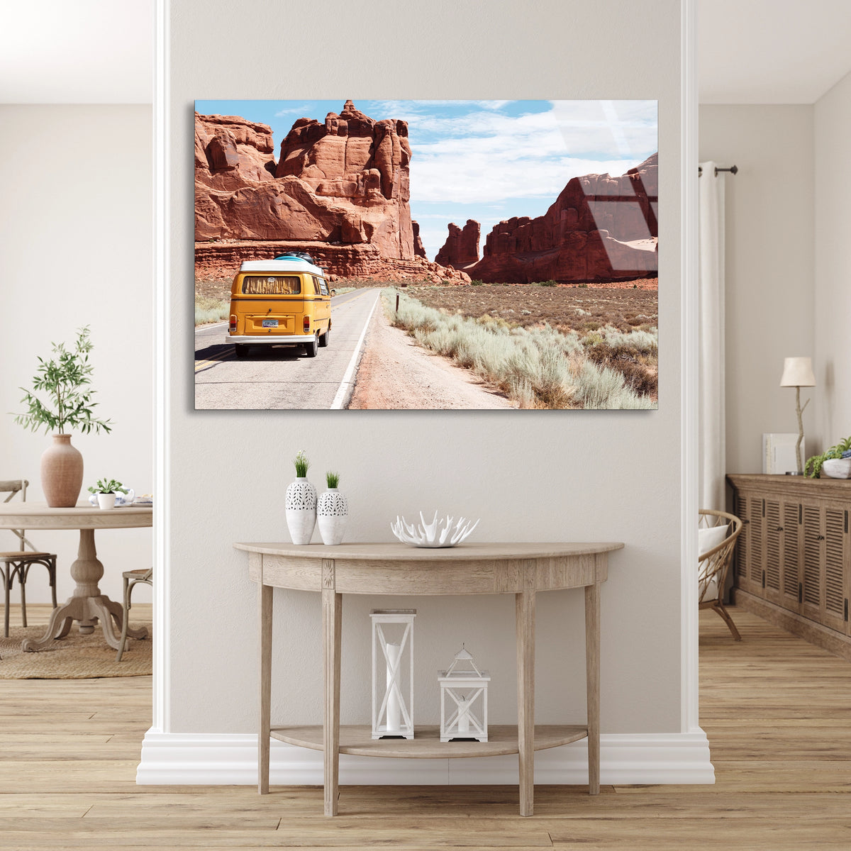 Çölde Karavan Yolculuk Cam Tablo