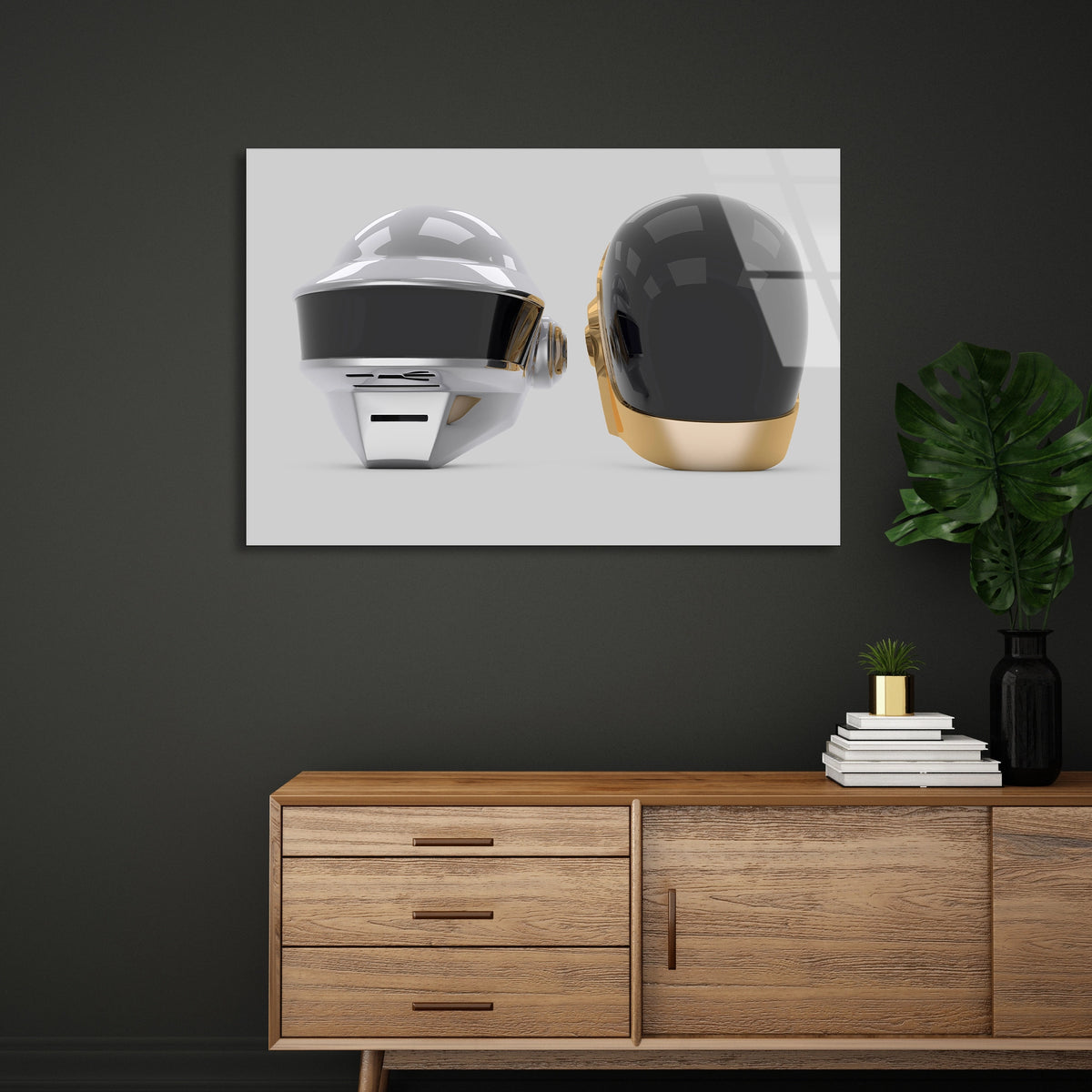Daft Punk Kaskları Cam Tablo