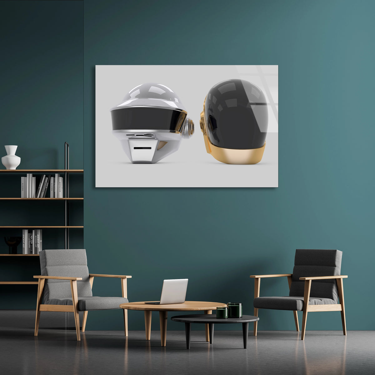 Daft Punk Kaskları Cam Tablo