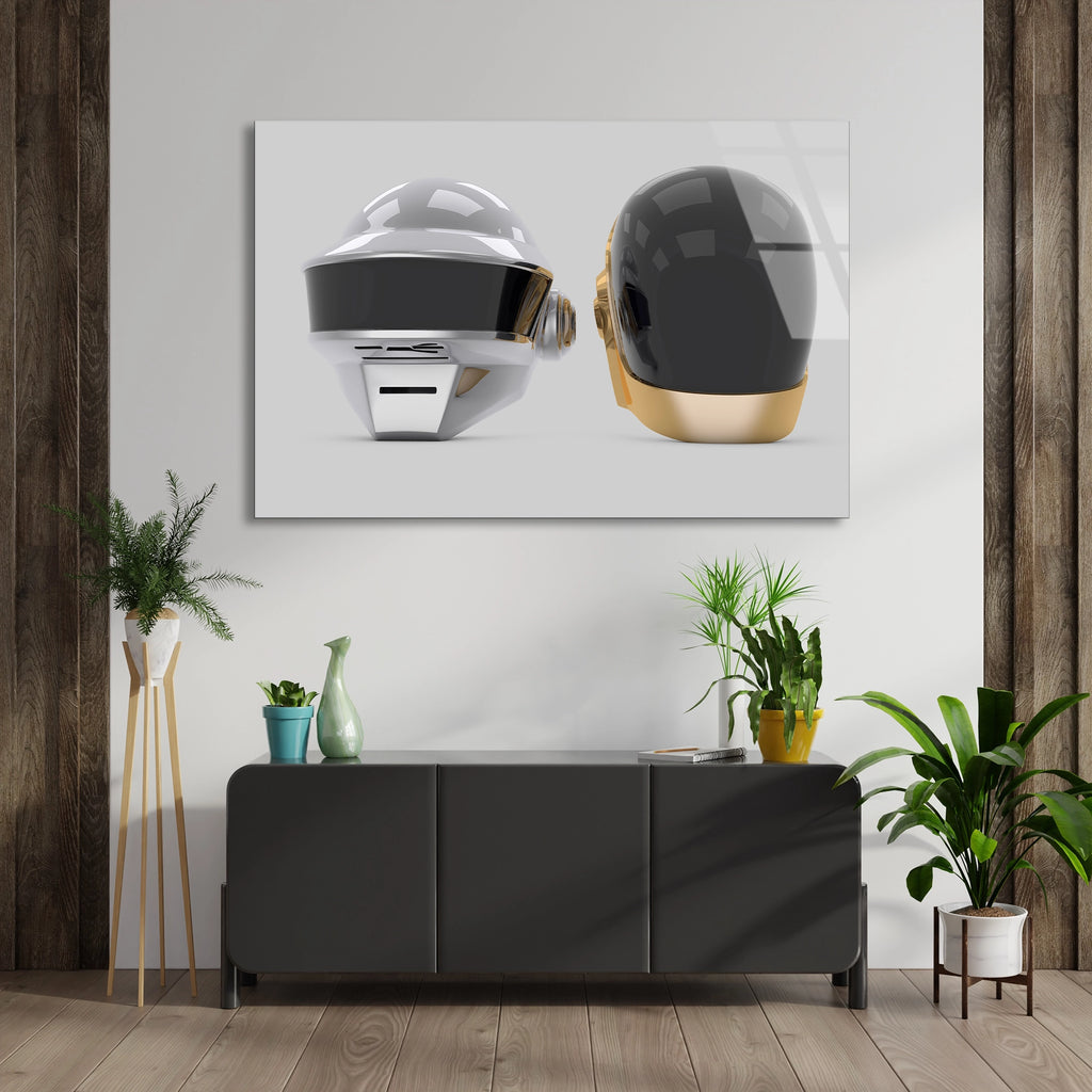 Daft Punk Kaskları Cam Tablo