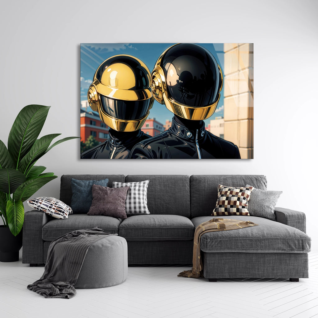 Daft Punk Kaskları Cam Tablo