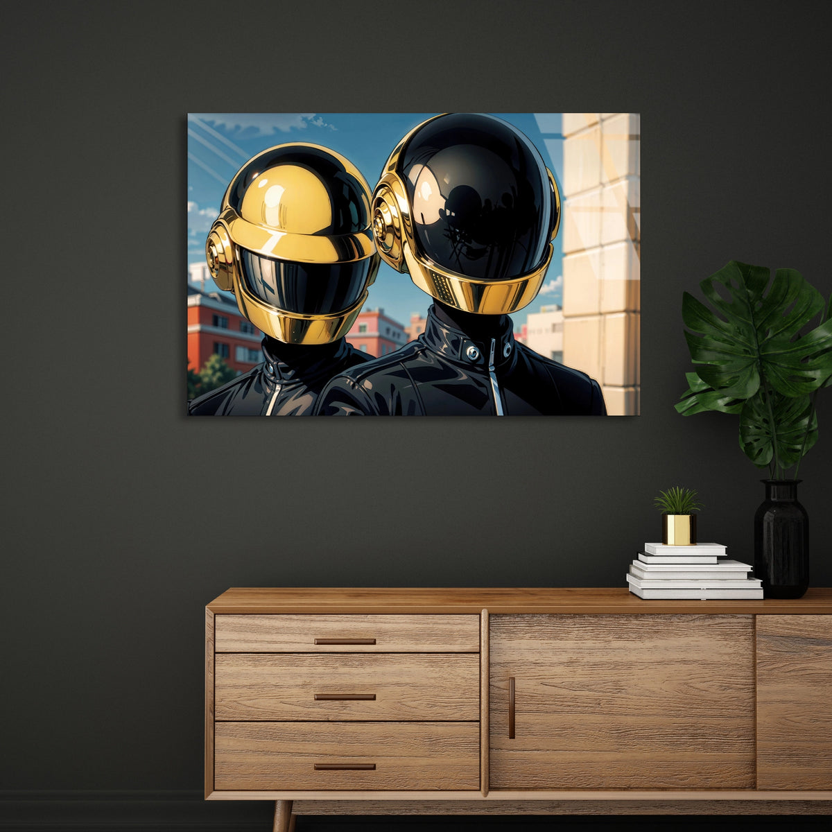 Daft Punk Kaskları Cam Tablo