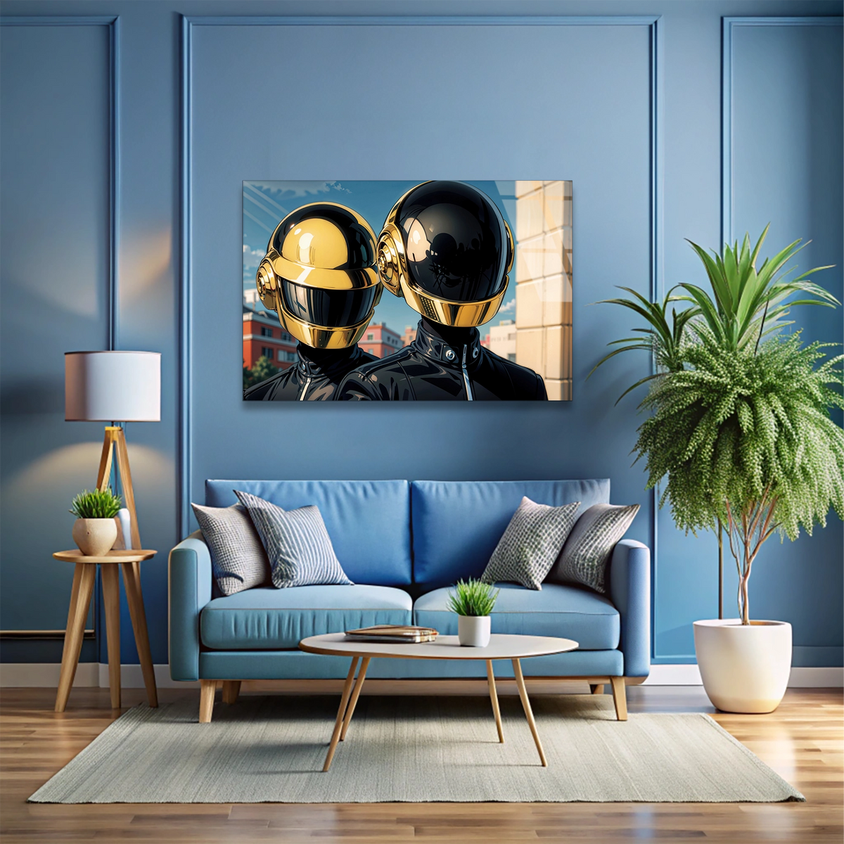 Daft Punk Kaskları Cam Tablo