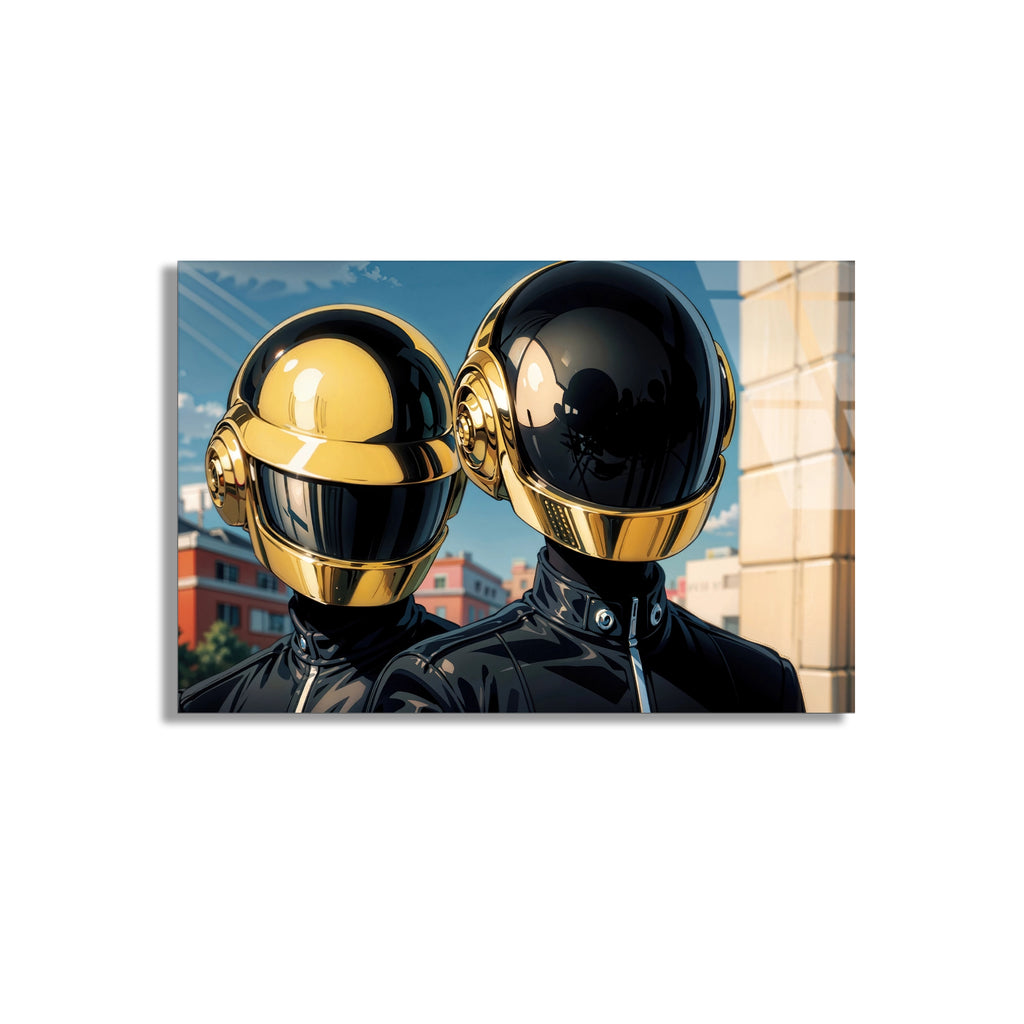 Daft Punk Kaskları Cam Tablo