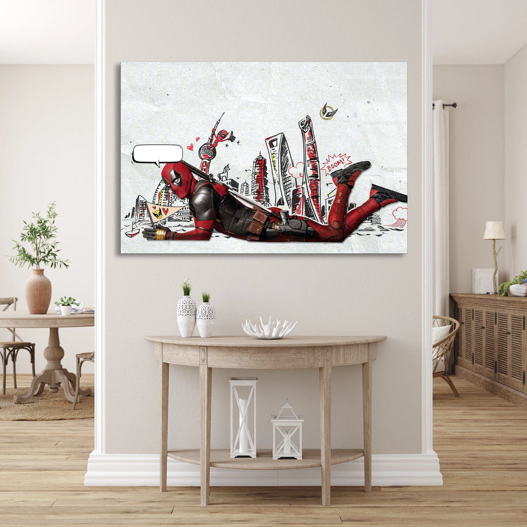 Deadpool Çizim Cam Tablo