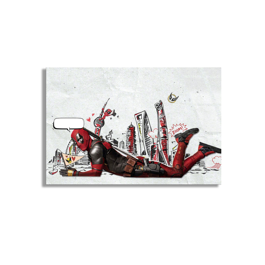 Deadpool Çizim Cam Tablo