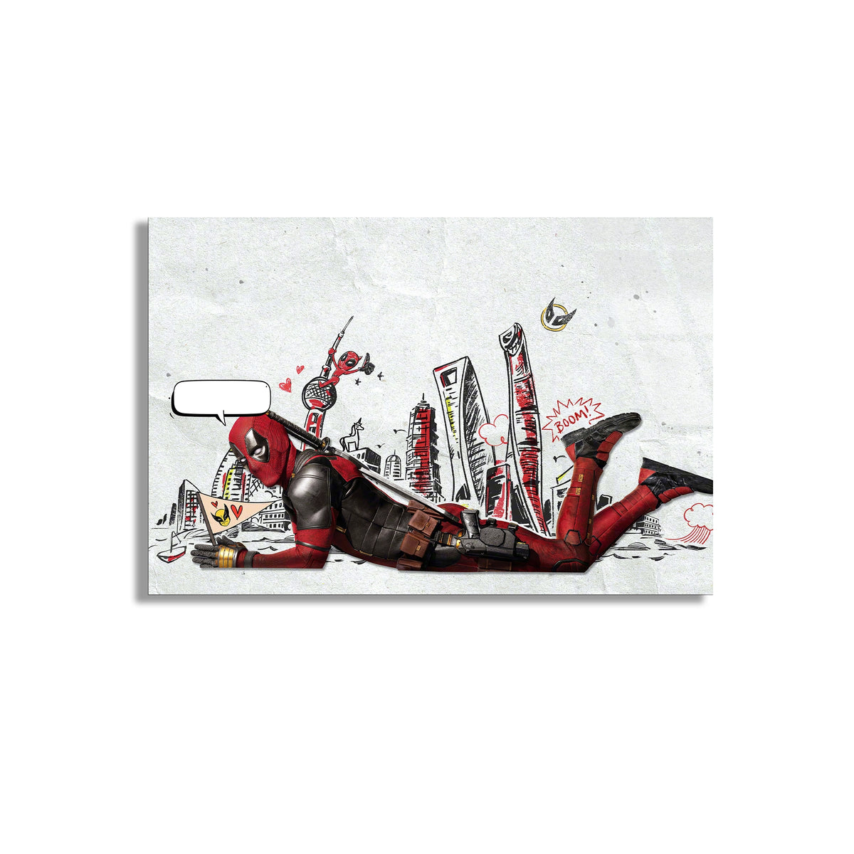 Deadpool Çizim Cam Tablo