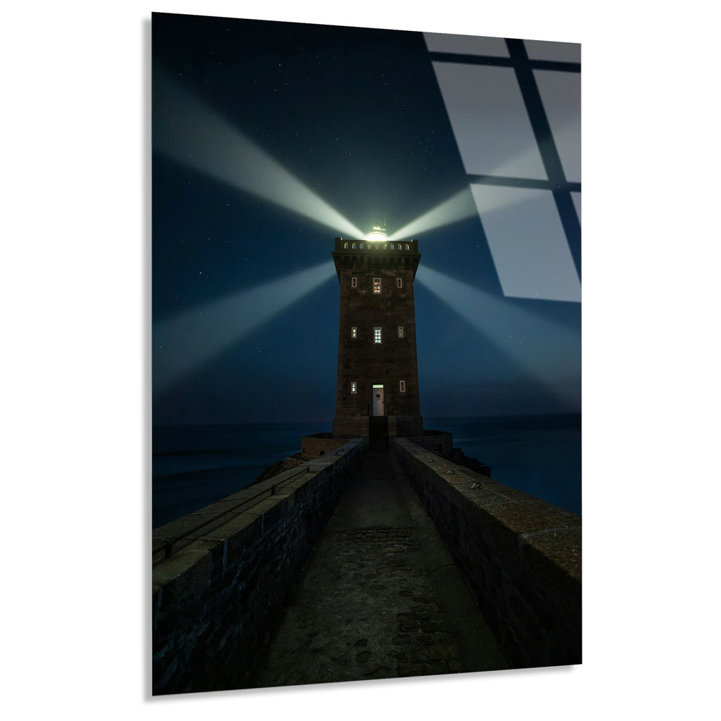 Deniz Feneri Gece Cam Tablo