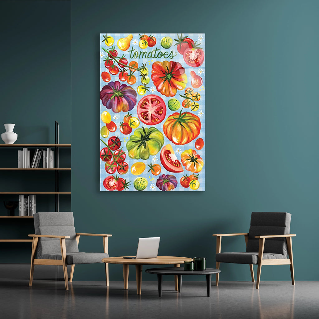 Domates Cesitleri Deseni Cam Tablo