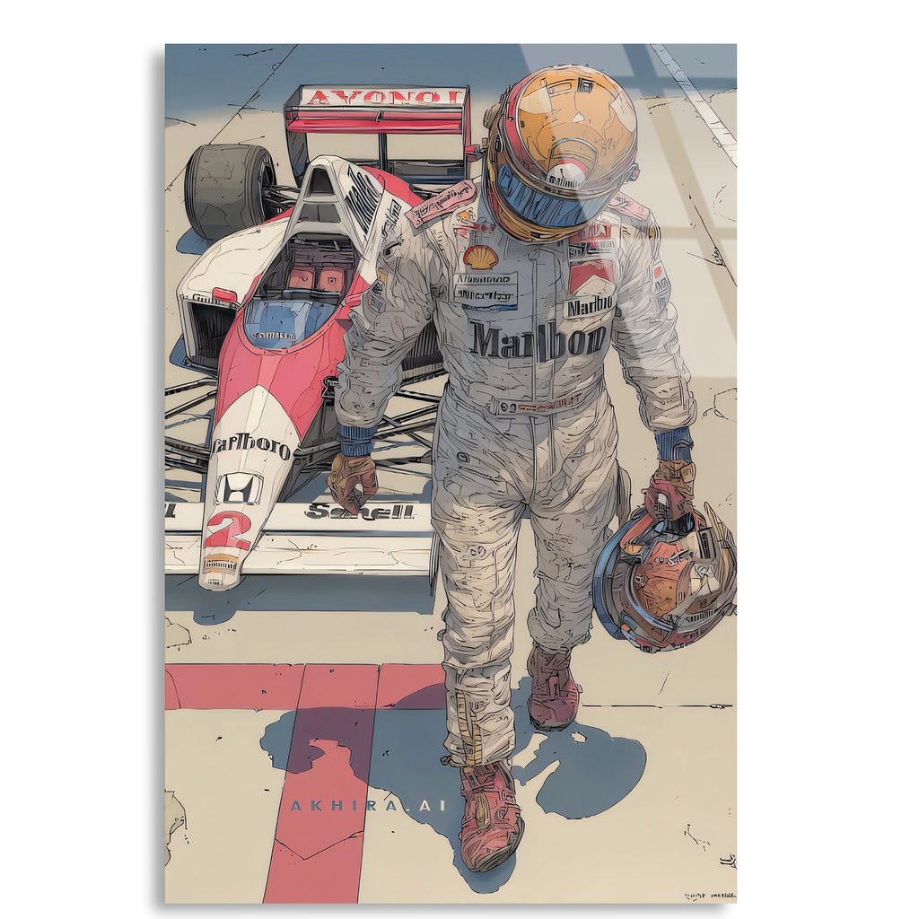 Efsane Formula 1 Pilotu İllüstrasyonu F1 Cam Tablo – Formula 1 Duvar Dekoru - DEG0778
