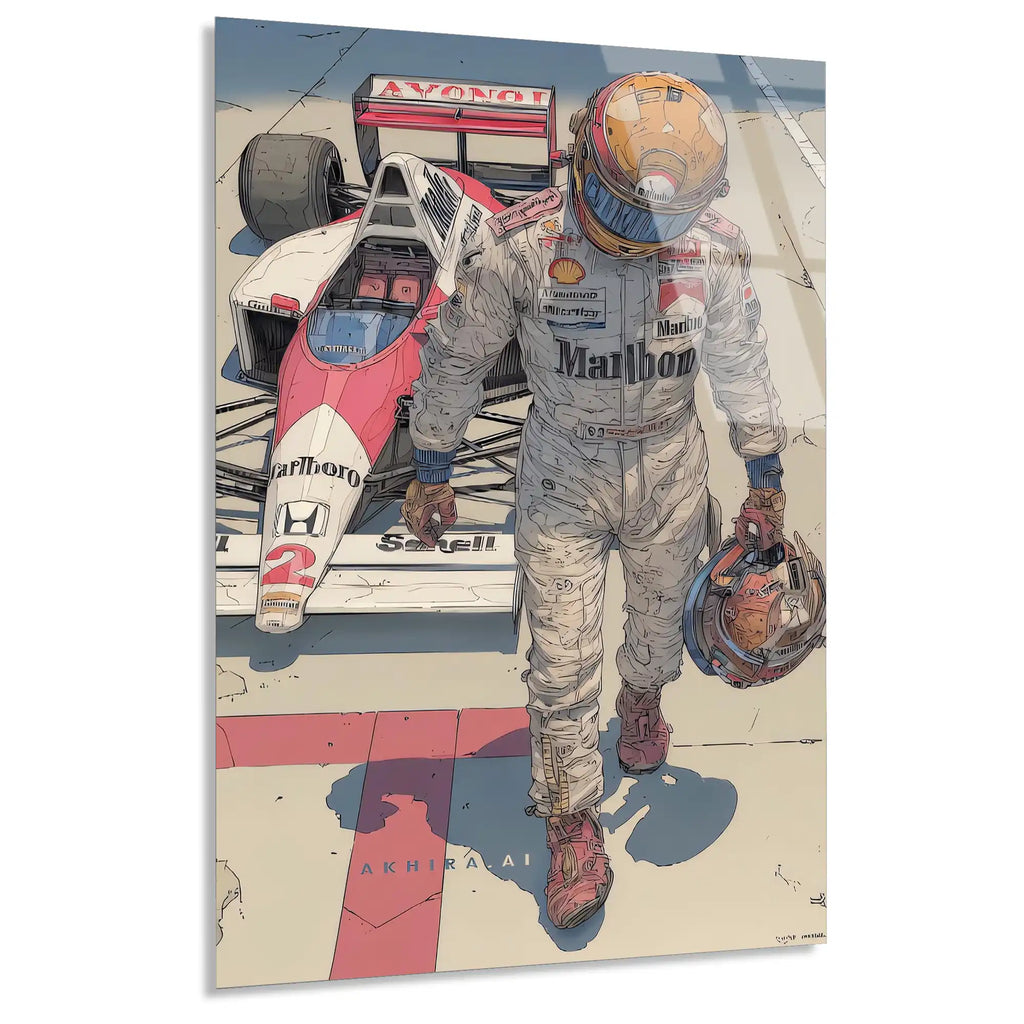 Efsane Formula 1 Pilotu İllüstrasyonu F1 Cam Tablo – Formula 1 Duvar Dekoru - DEG0778
