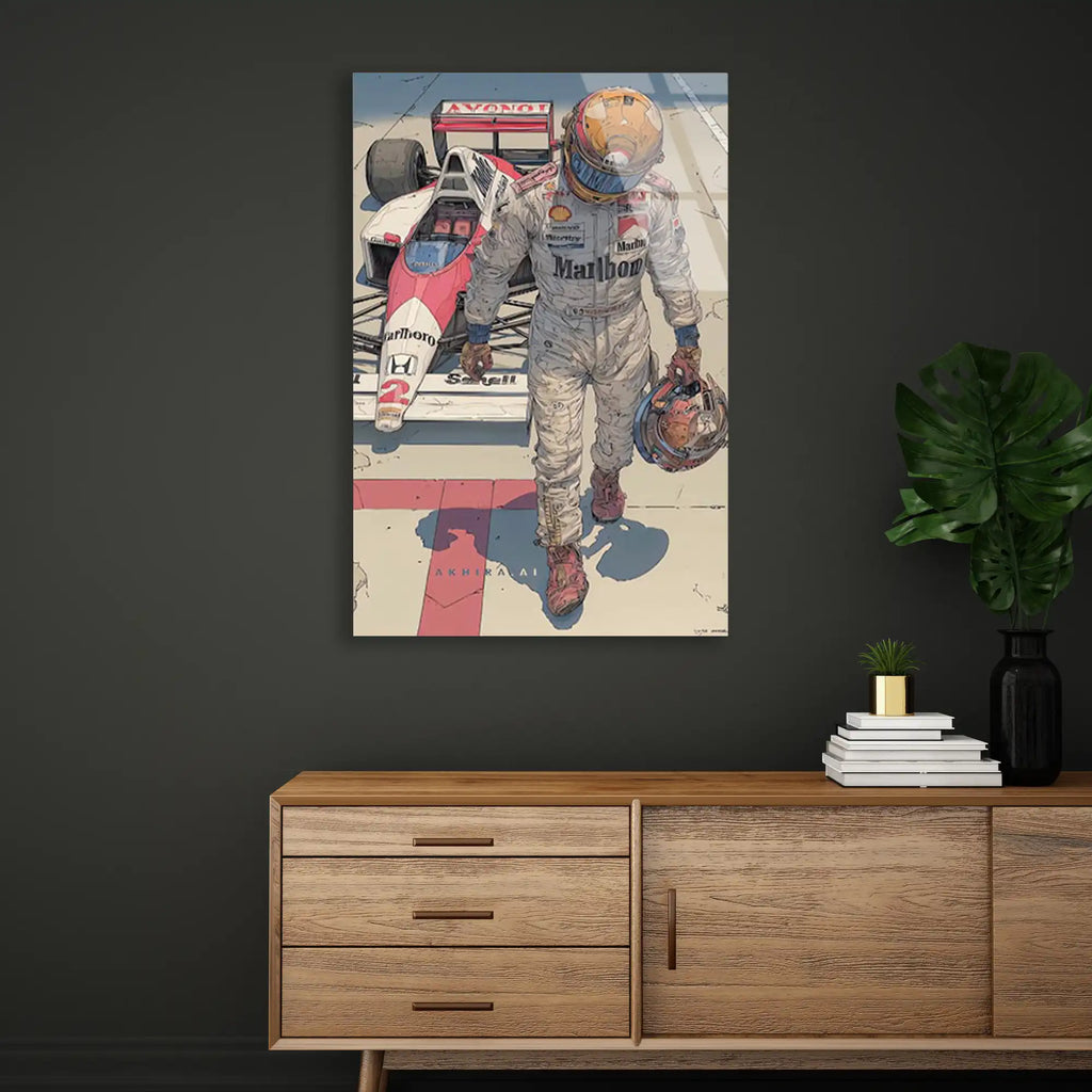 Efsane Formula 1 Pilotu İllüstrasyonu F1 Cam Tablo – Formula 1 Duvar Dekoru - DEG0778