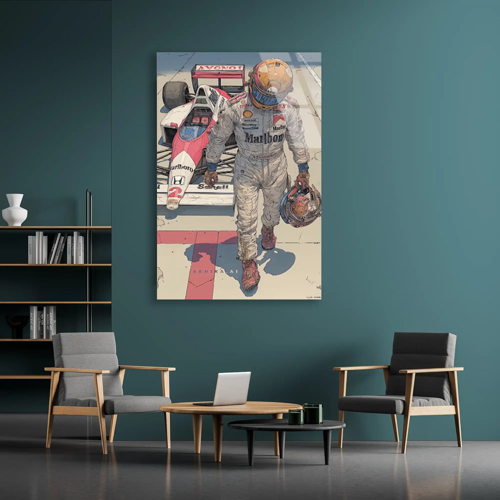 Efsane Formula 1 Pilotu İllüstrasyonu F1 Cam Tablo – Formula 1 Duvar Dekoru - DEG0778