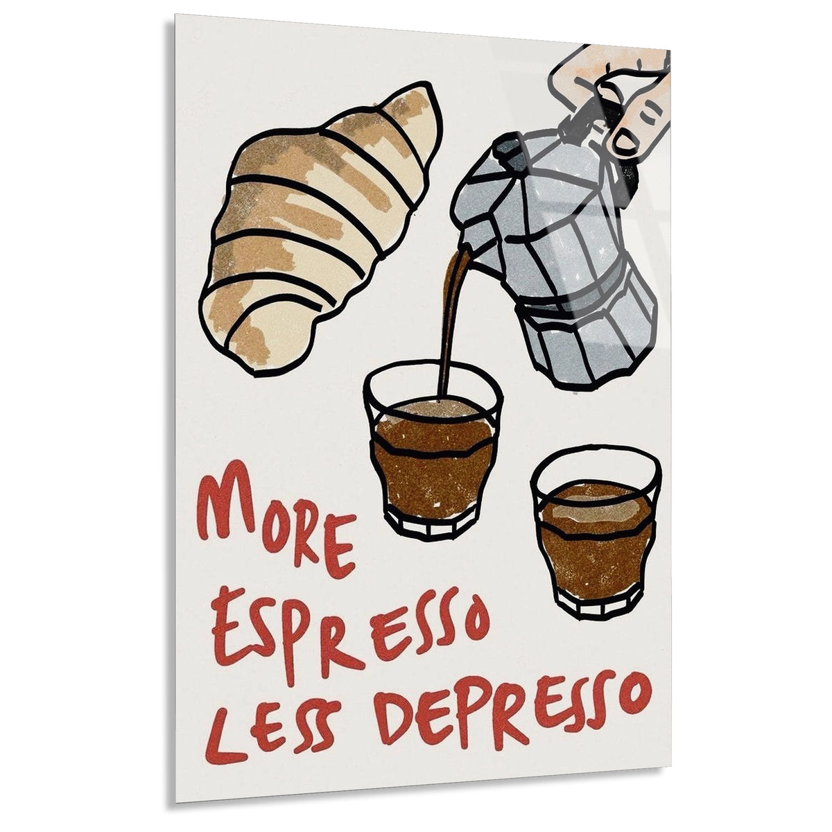 Espresso Kahve Yazi Cam Tablo