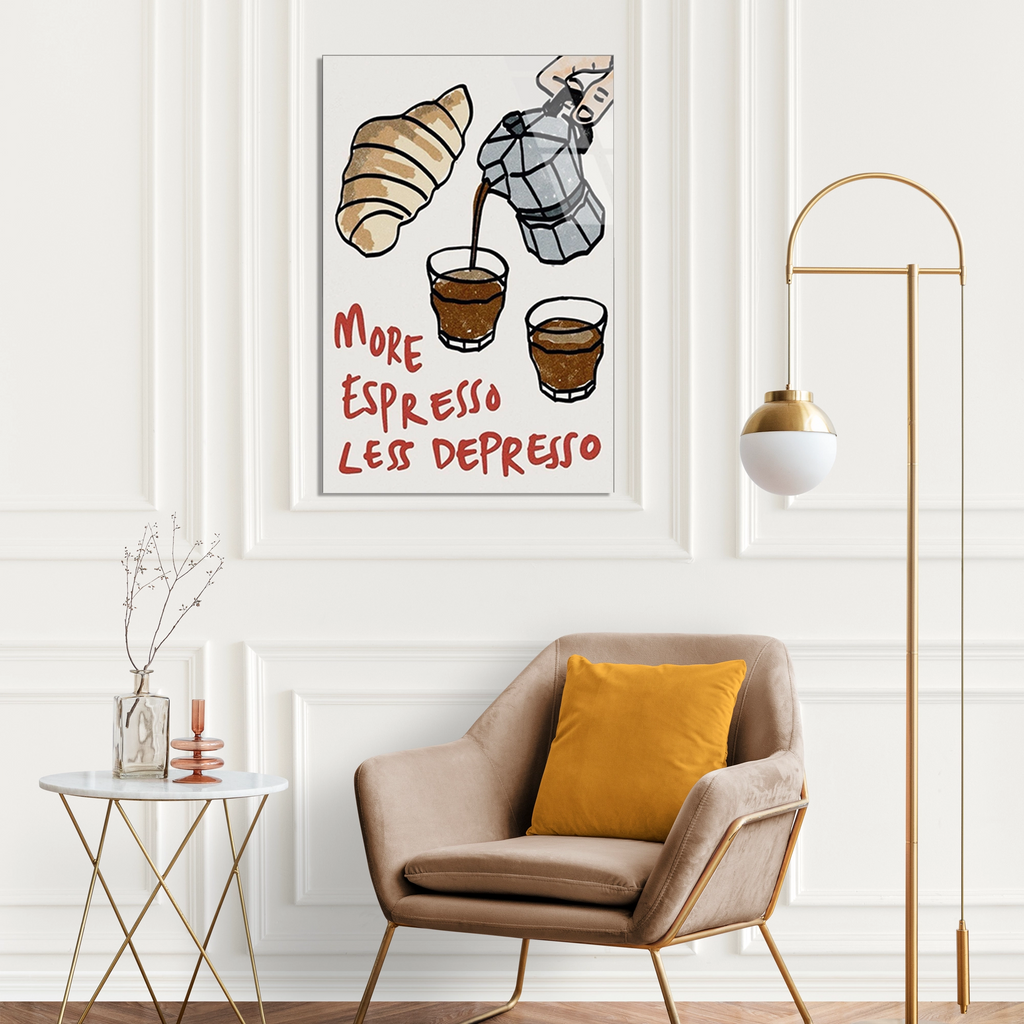 Espresso Kahve Yazi Cam Tablo