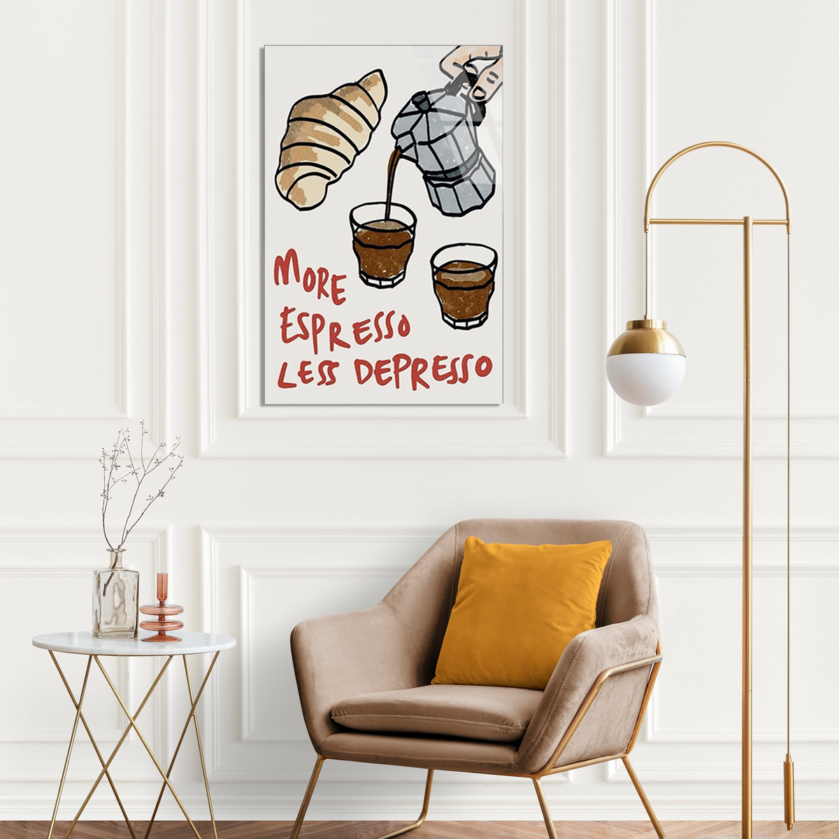 Espresso Kahve Yazi Cam Tablo