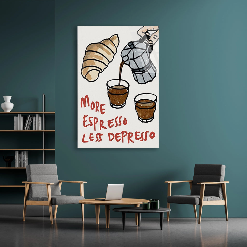 Espresso Kahve Yazi Cam Tablo