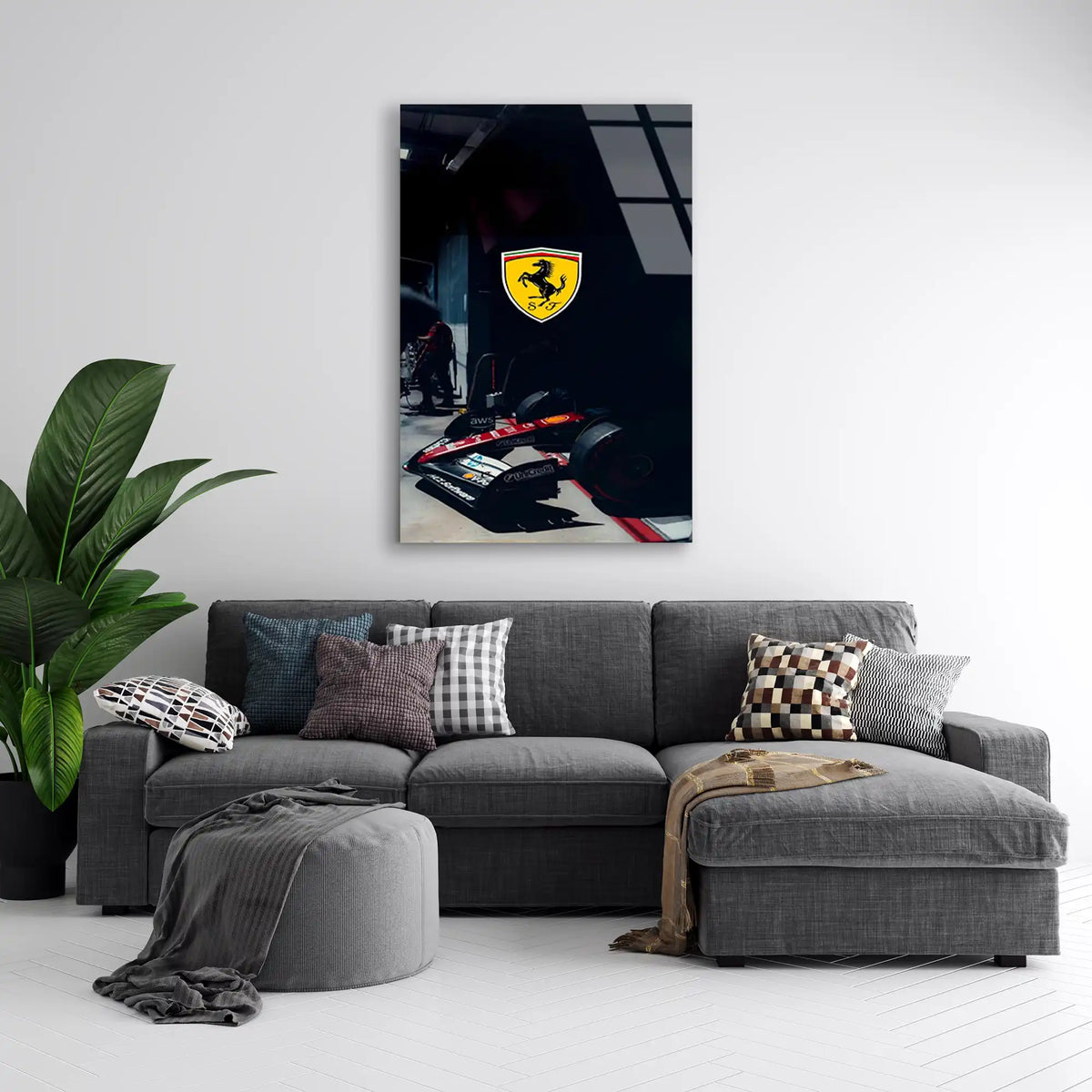 Ferrari Garaj Logosu F1 Cam Tablo – Formula 1 Duvar Dekoru - DEG0842