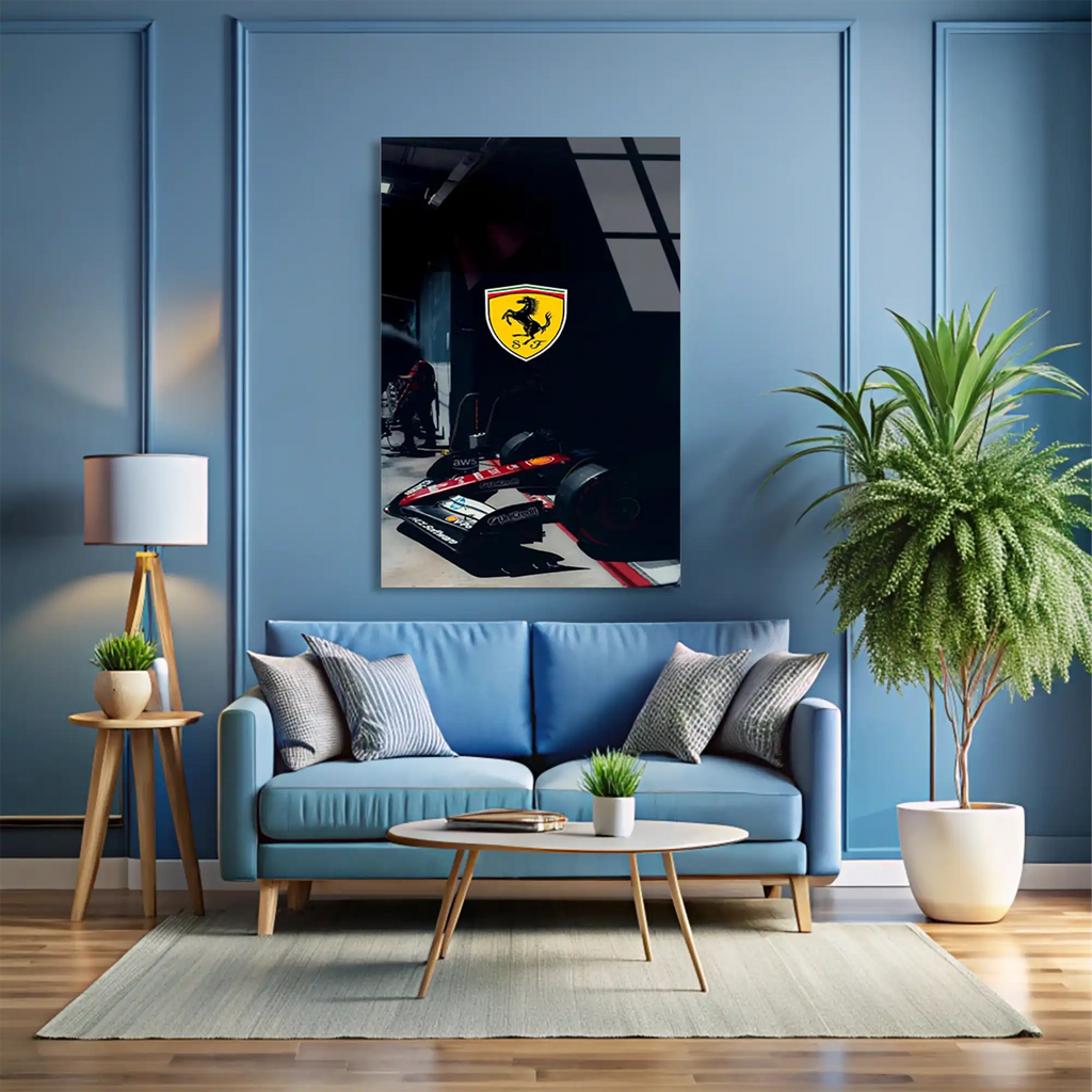 Ferrari Garaj Logosu F1 Cam Tablo – Formula 1 Duvar Dekoru - DEG0842
