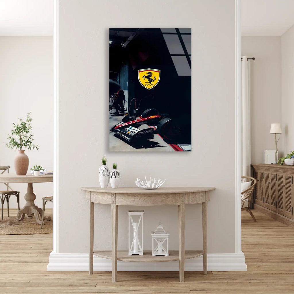 Ferrari Garaj Logosu F1 Cam Tablo – Formula 1 Duvar Dekoru - DEG0842
