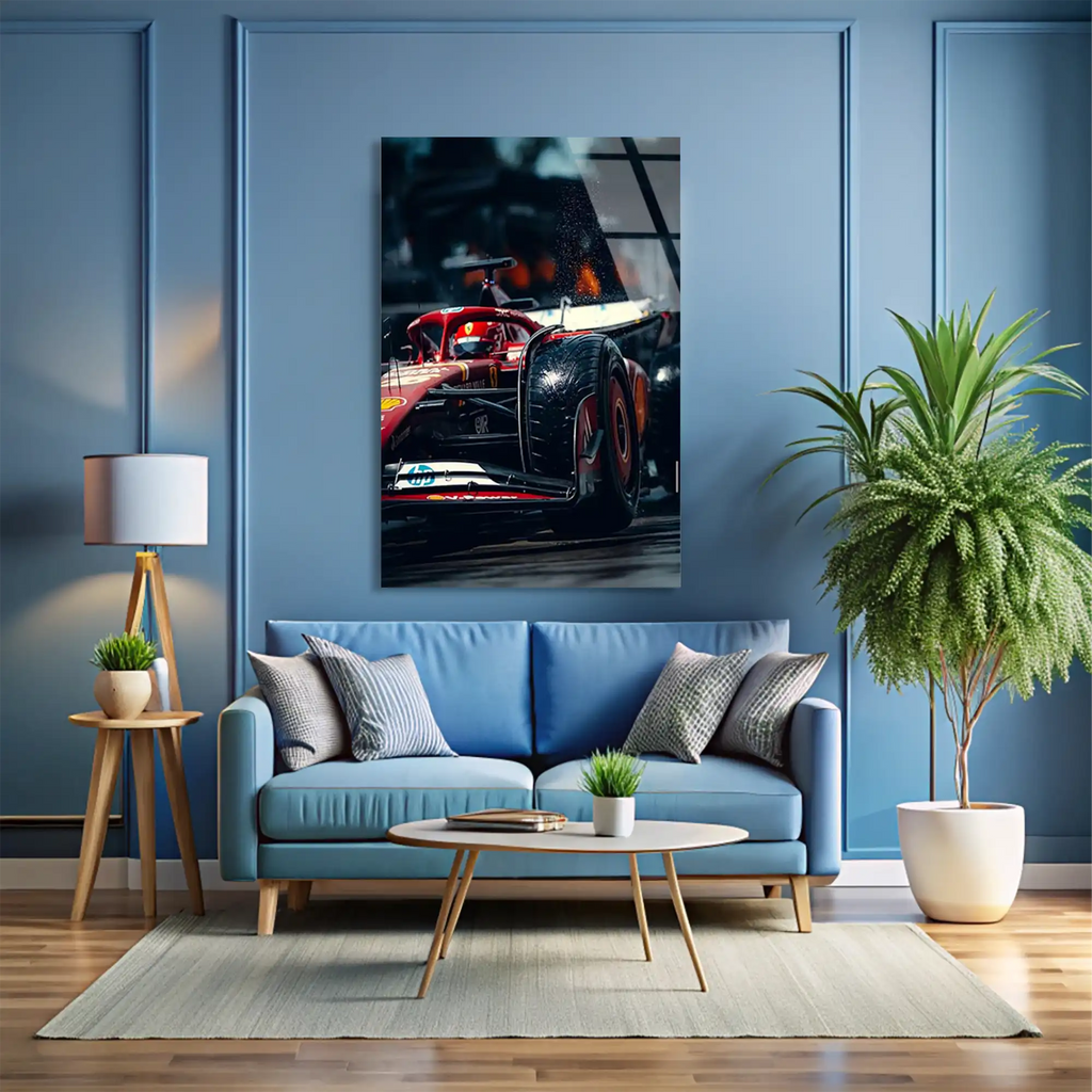 Ferrari Kıvılcım Anı F1 Cam Tablo – Formula 1 Duvar Dekoru - DEG0860