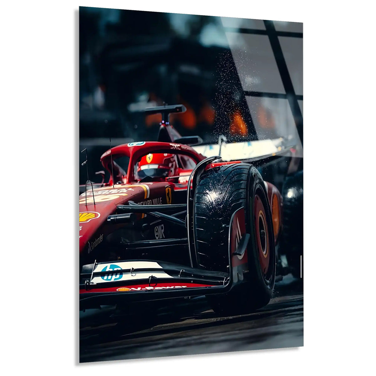 Ferrari Kıvılcım Yakın Çekim F1 Cam Tablo – Formula 1 Duvar Dekoru - DEG0861
