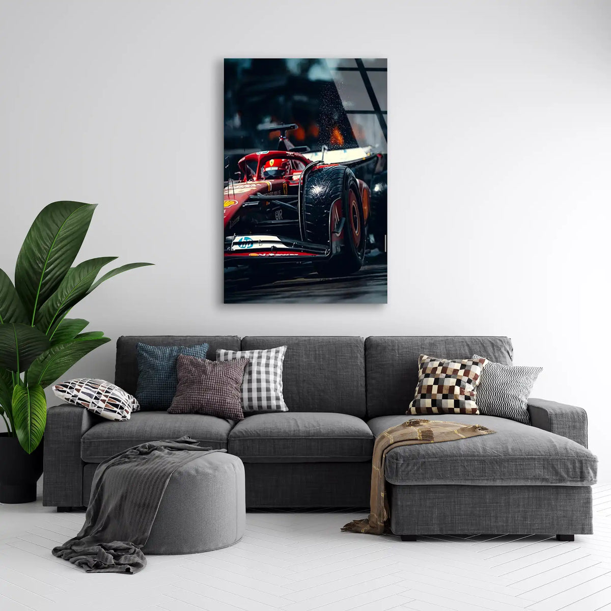 Ferrari Kıvılcım Yakın Çekim F1 Cam Tablo – Formula 1 Duvar Dekoru - DEG0861