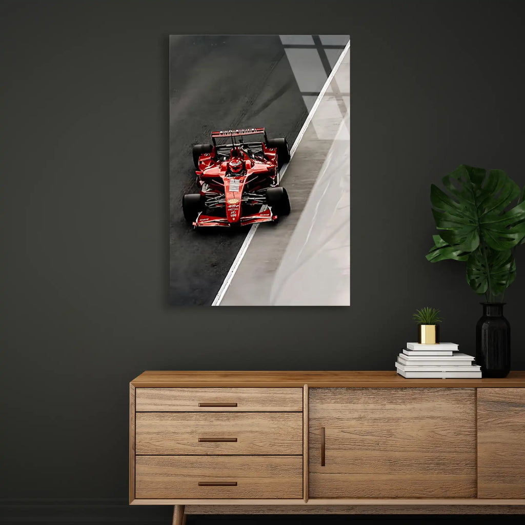 Ferrari Pist Üzerinde F1 Cam Tablo – Formula 1 Duvar Dekoru - DEG0829