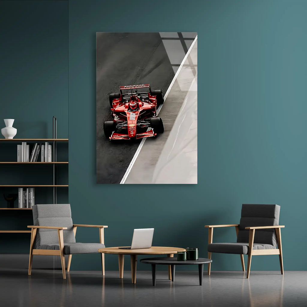 Ferrari Pist Üzerinde F1 Cam Tablo – Formula 1 Duvar Dekoru - DEG0829