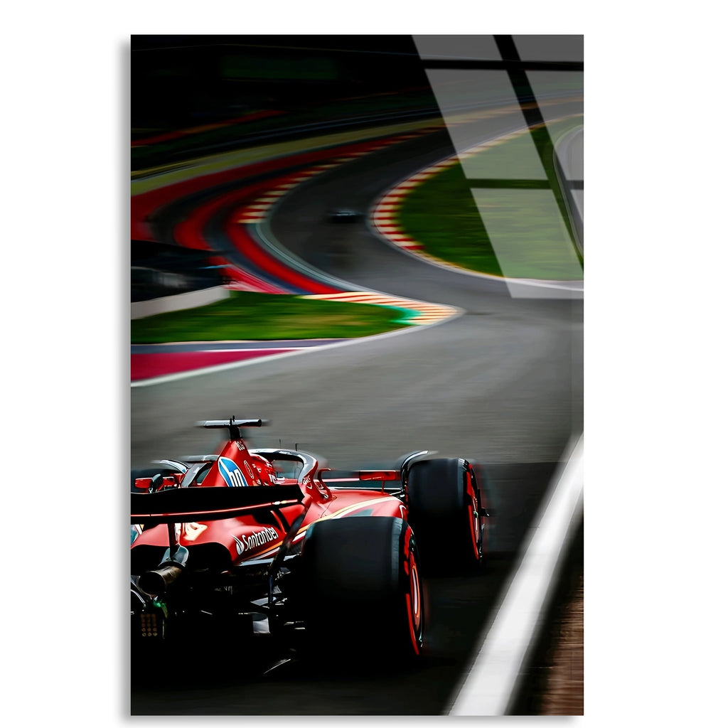 Ferrari Renkli Viraj F1 Cam Tablo – Formula 1 Duvar Dekoru - DEG0817