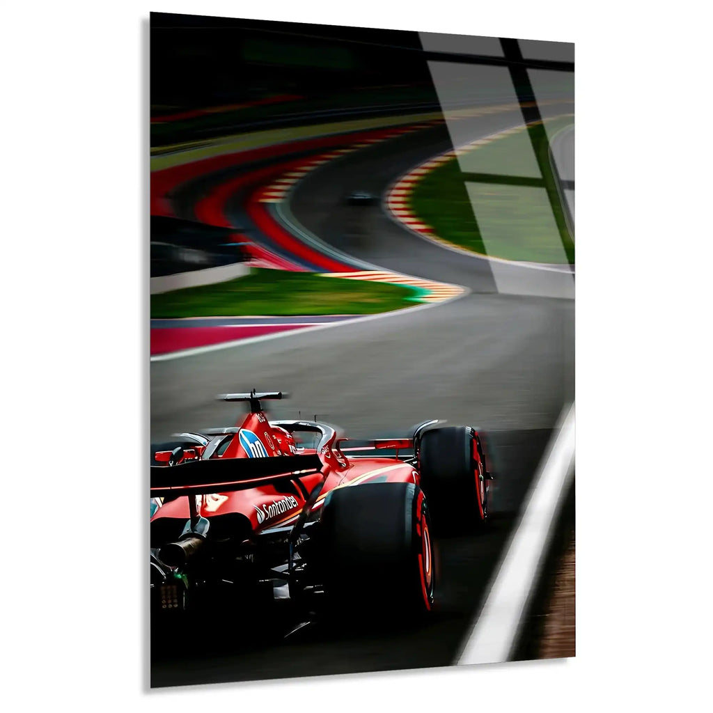 Ferrari Renkli Viraj F1 Cam Tablo – Formula 1 Duvar Dekoru - DEG0817