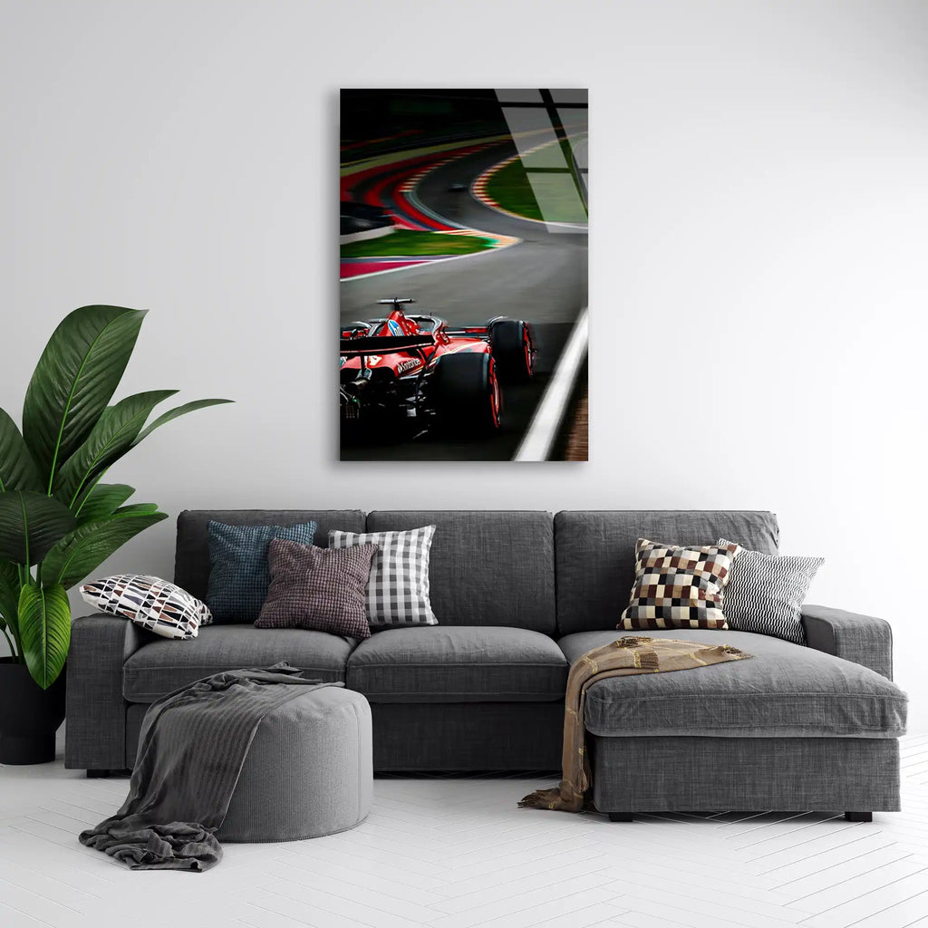 Ferrari Renkli Viraj F1 Cam Tablo – Formula 1 Duvar Dekoru - DEG0817